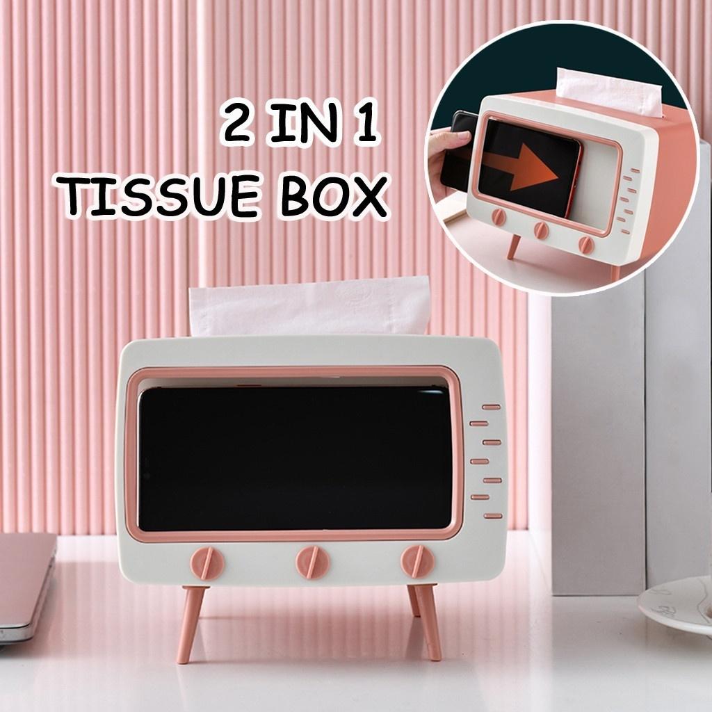 2 in 1 TV Shape Tissue Box &amp; Mobile Phone or Photo Holder | Creative Tissue Boxes Retro Television Phone Holder (Random color)