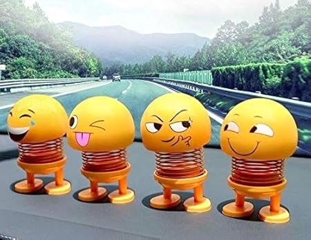 6 Pcs Cute Emoji Bobble Head Dolls – Dancing Toys for Car & Home Decoration