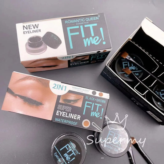 New Fit me 2color Waterproof Eyebrow Gel Eyeliner gel with 2pcs Brush set