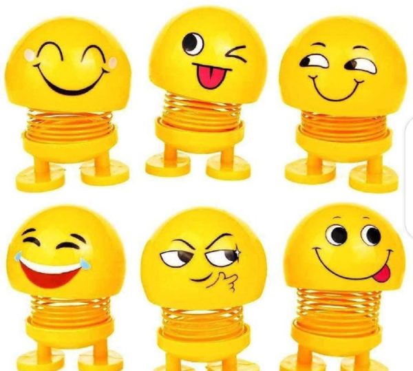 6 Pcs Cute Emoji Bobble Head Dolls – Dancing Toys for Car & Home Decoration