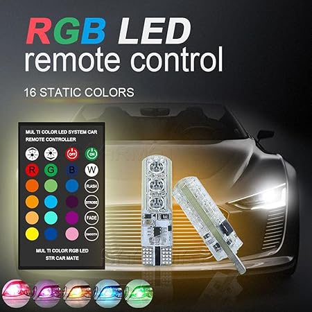 RGB Multicolor Car LED Bulbs – Remote-Controlled Parking Lights for Cars & Bikes