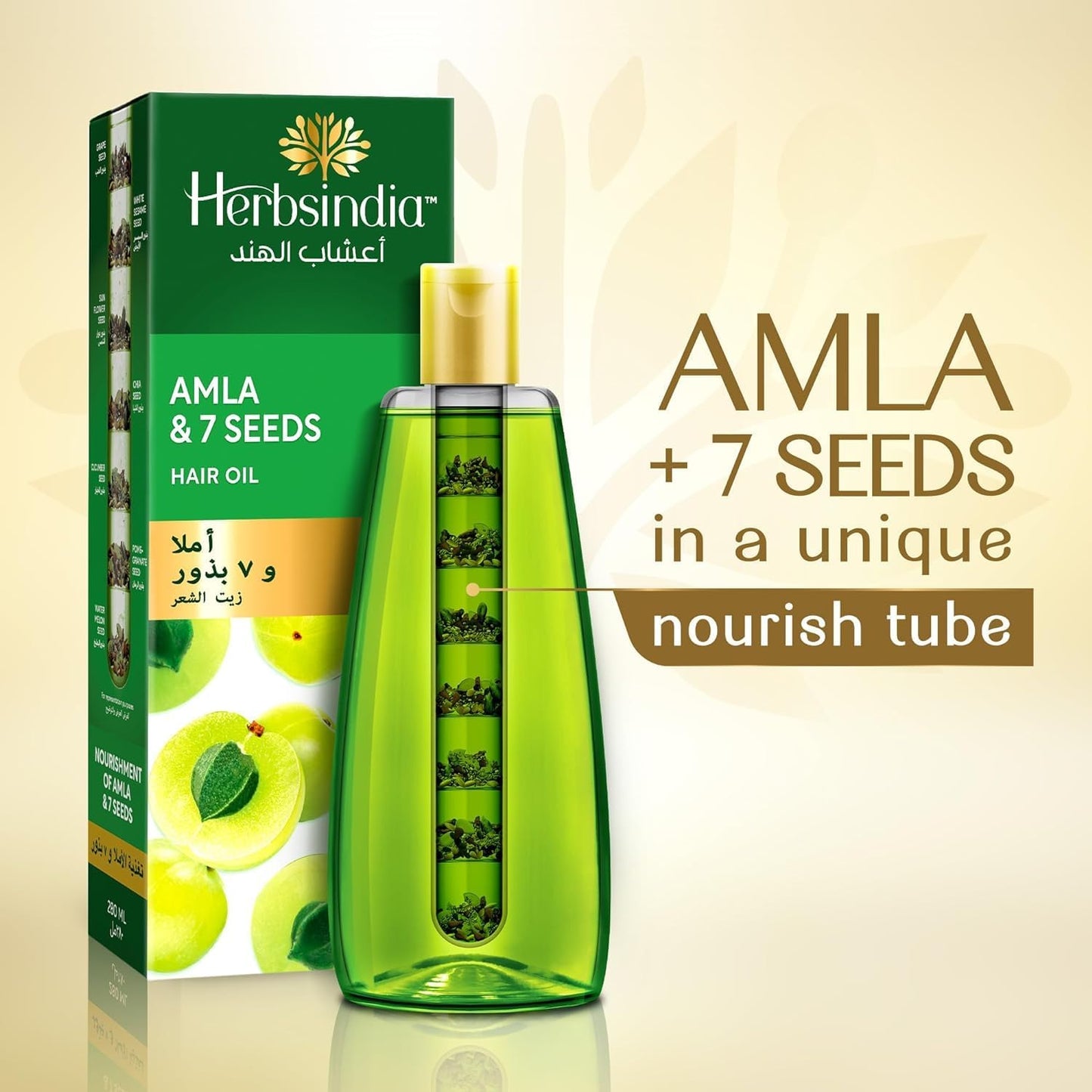 Herbs India Amla &amp; 7 Seeds Hair Oil - 280 ml, Nourishing Blend for Hair Growth, Strength &amp; Shine