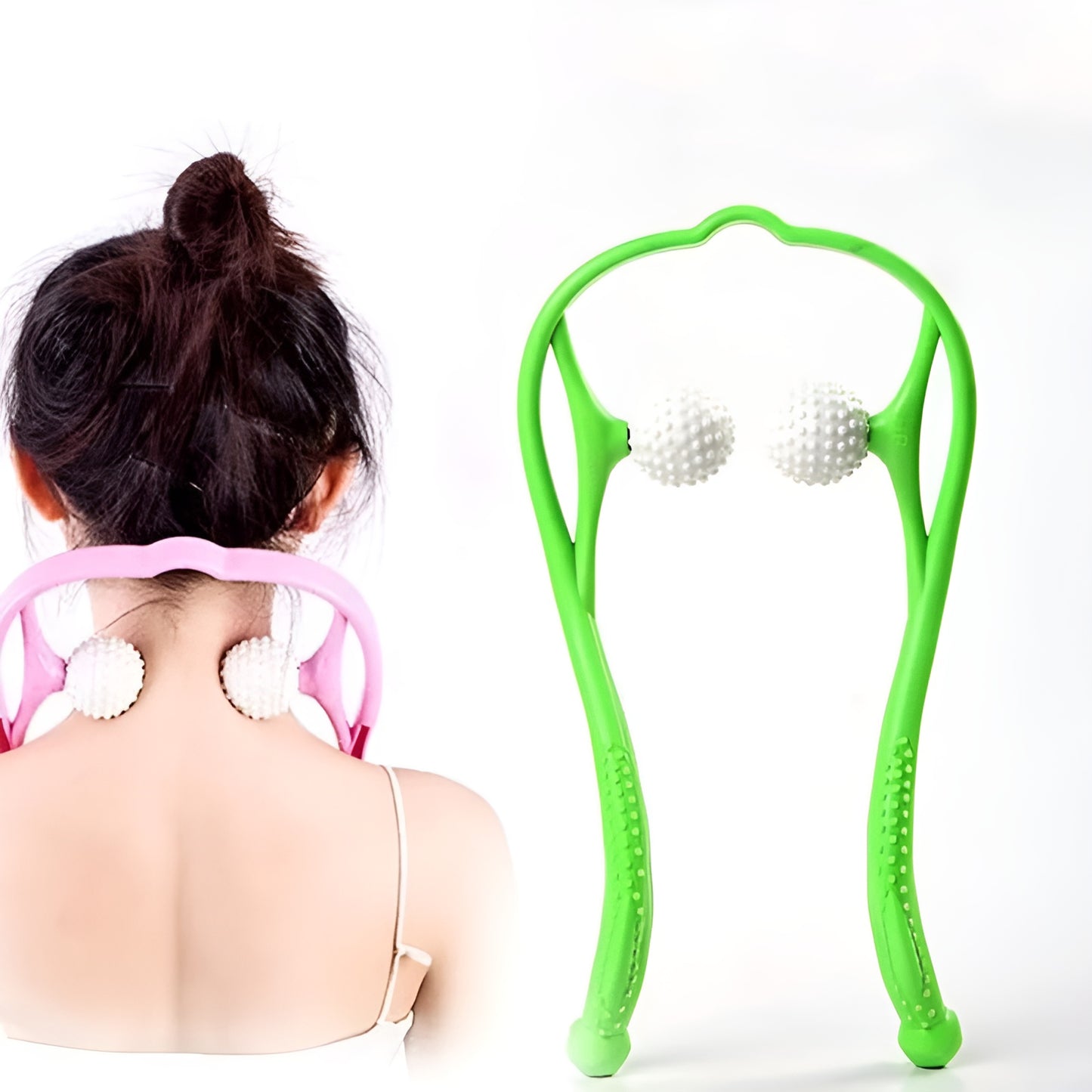 Manual Neck Massager For Cervical pain, deep Tissue | Handheld Massager Tool for Legs Waist Neck and Shoulder (Random color)