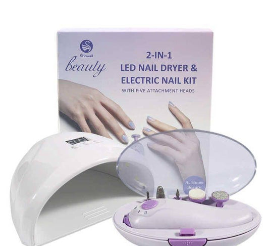 2 in 1 LED Nail Dryer and  Electric Nail Kit | Nail Dryer LED Lamp and Manicure LED Nail Dryer &amp; Electric Nail Kit With Five Attachments Heads