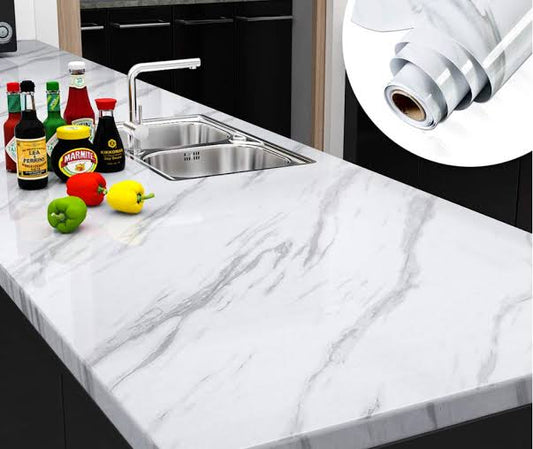 white Marble Sheet Marble Sheet for Kitchen - Anti Oil and Heat Resistant Wallpaper White Marble Sheet