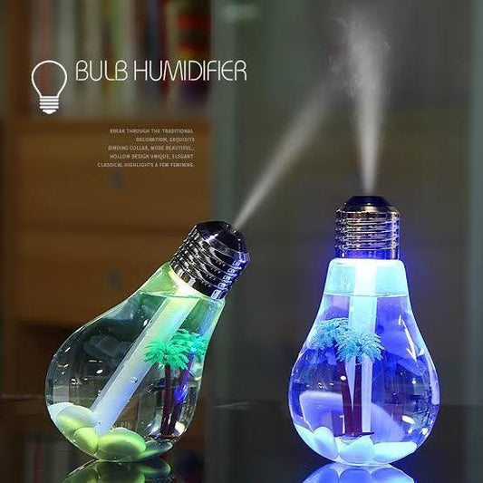 USB Air Humidifier | Bulb Humidifier Lamp Shape | Decorative Lights Diffuser, Purifier Atomizer With Colorful LED Night Light for Office Desk, Bedroom, Living Room, Home Decor