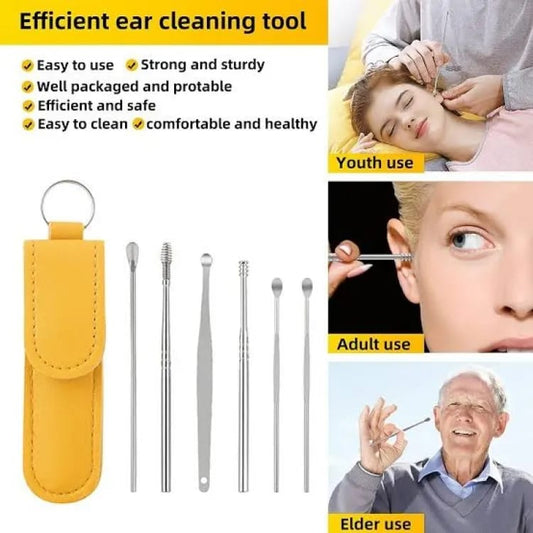 Ear Wax Cleaning Kit, 6 Pcs Ear Pick Tools, Wax Removal Kit, Ear Cleaning Tool Set, Spring Earwax Cleaner Tool Ear Wax Remover(random color)