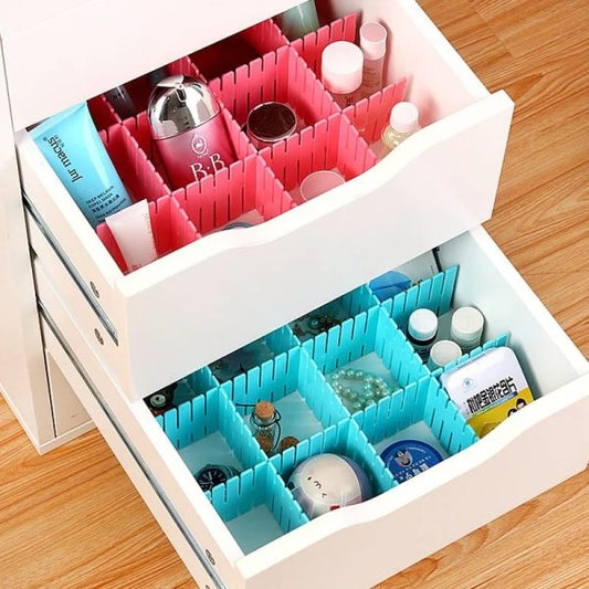 4 Pcs - DIY plastic Drawer Grid Separator Divider Partition Storage Organizer (random color)