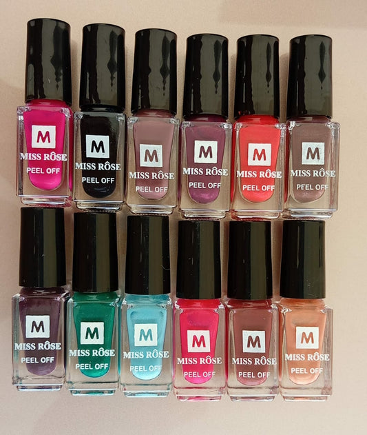 Pack Of 6 Miss rose peel off nail polish