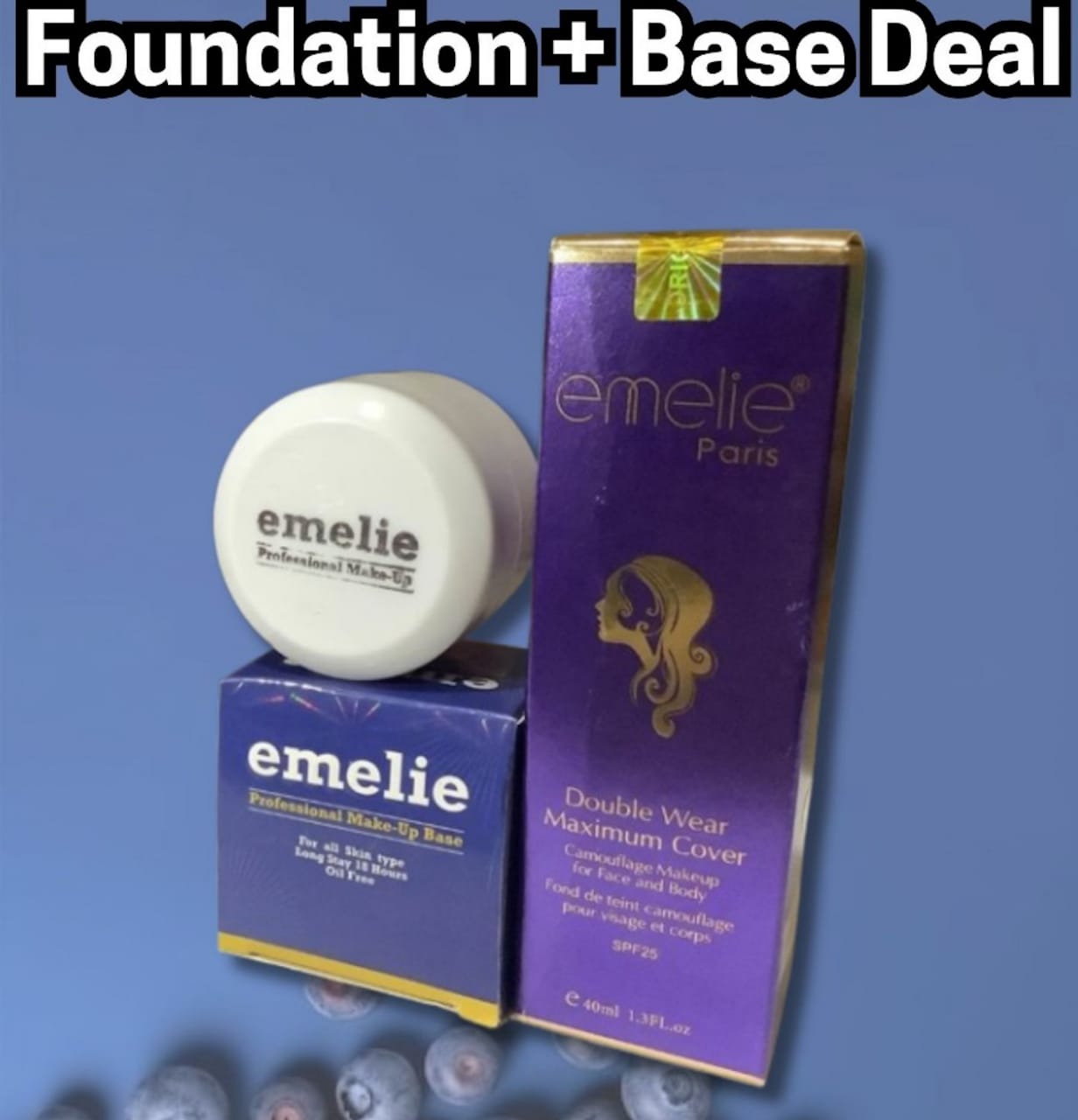 Pack of 2 Emelie High Coverage Liquid Foundation &amp; Base Deal