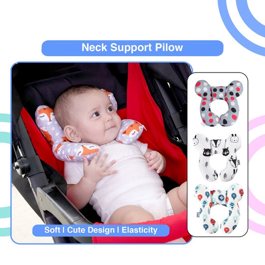 Infant Head and Neck Support Pillow | Protective Travel Pillow for Newborn Children | U Shape Head rest Cushion for kids (Random color)