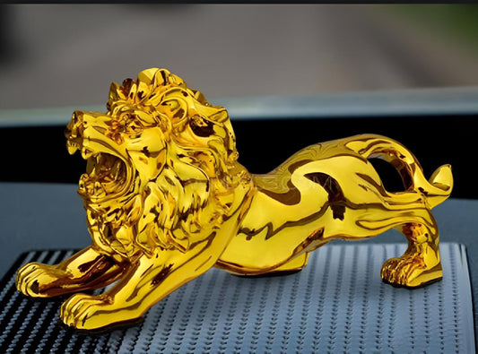 Get Golden Lion Car Dashboard Decoration | Modern Abstract Style Resin Panther Statue | Home Decor Accessories