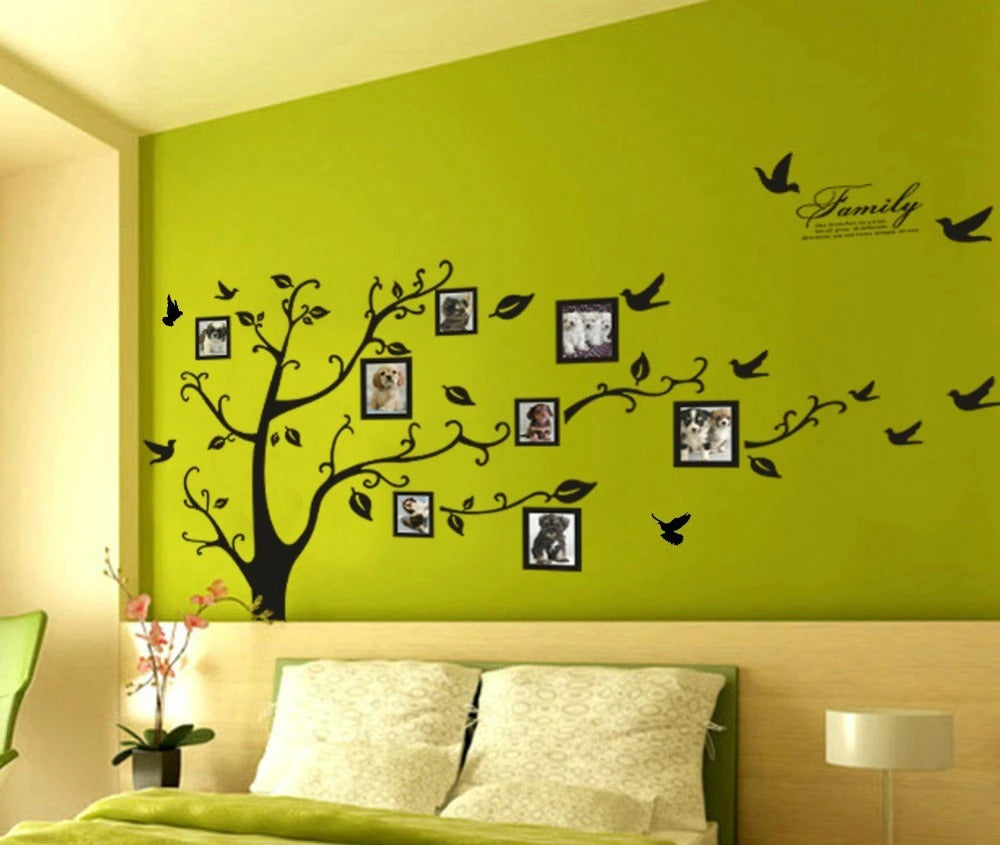 Large 200x250 Cm 79x99 in - Black 3D DIY Photo Tree PVC Wall Decals Adhesive Family Wall Stickers Mural Art Home Decor