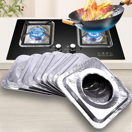 10pcs Stove Top Cover Aluminum Foil Stove Burner Reusable High Temperature Resistant Stove Protector for Clean (20.5,10.11cm)