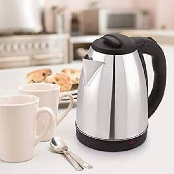 Electric Kettle, 2.0 Litre, 1500W, Auto Fast Boil Feature, 360 degree Rotating Base, Safety Lid With Locking Mechanism (Silver)