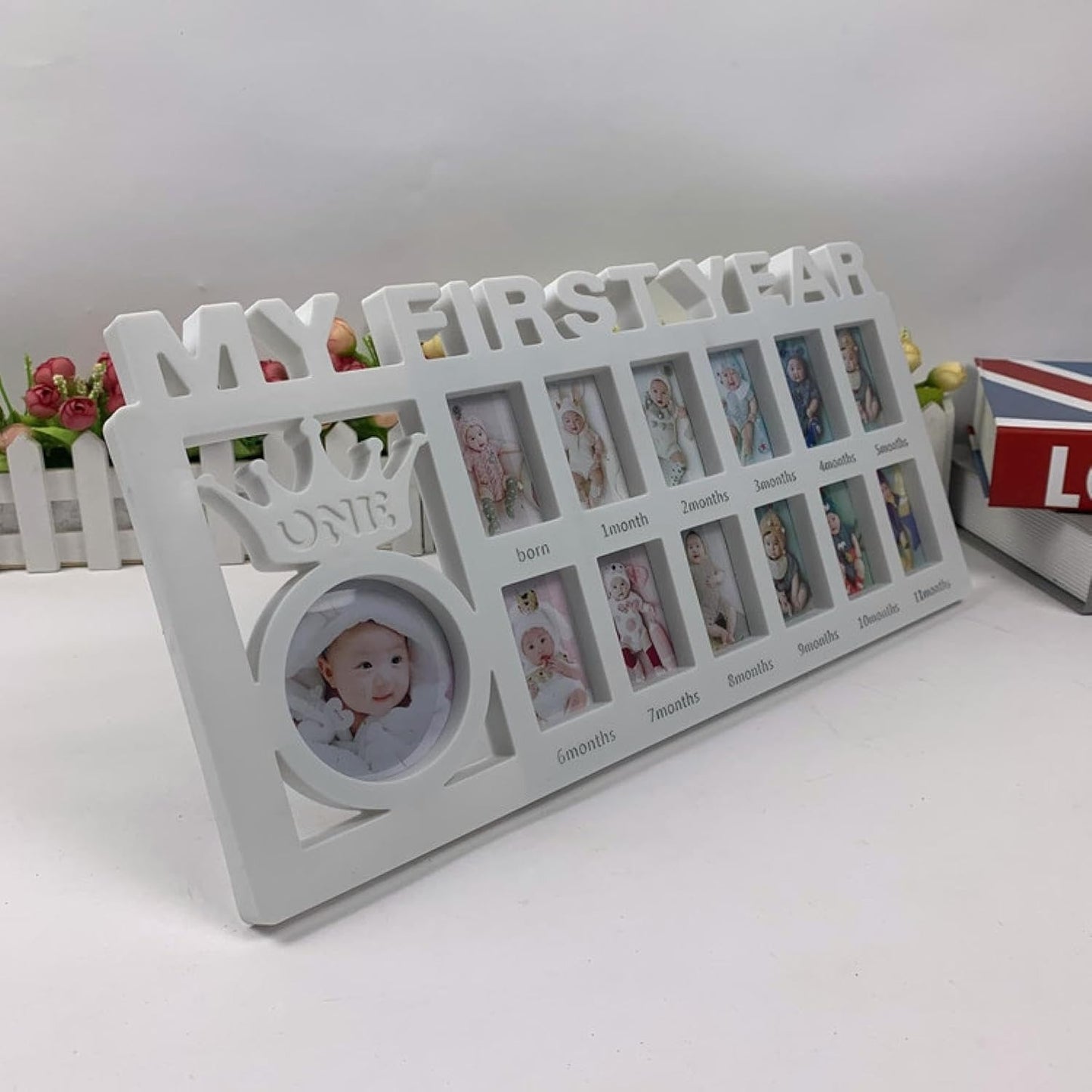 Newborn Baby Photo Frame Baby Pictures Plastic Frame For 12 months Monthly Milestone Photo Frame My First Year Picture Frame for Baby Newborn