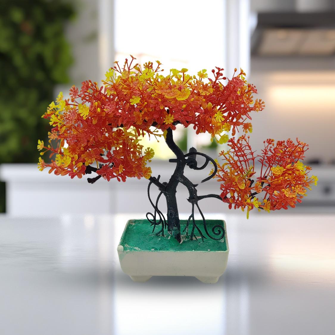 Orange Artificial Bonsai Tree ( 1 Piece )–    Bonsai Tree Room Decor for Home, Office &amp; Bedroom | Best Artificial Pot