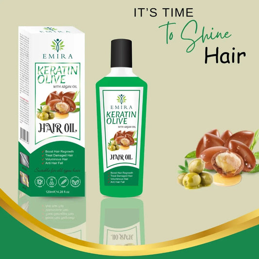 EMIRA Keratin Olive with Argan Hair Oil For Boosting hair growth,Damaged hair,Volumirous hair,Anti hair fall - 120ml