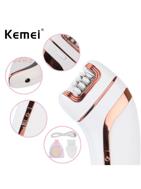 Kemei KM-1207A Epilator With Extra Shaving Head &amp; Scraping For Women | Chargeable Kemei Lady Grooming Kit ( Random Color )