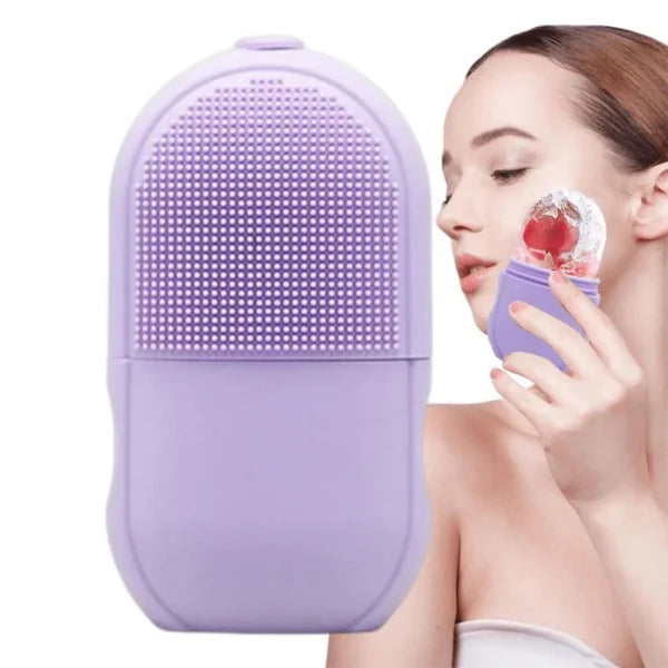 Ice Roller Facial Massage | Silicone Cleansing Ice Lattice | Ice Cube Roller With Scrub –(WITHBOX ) Random Color